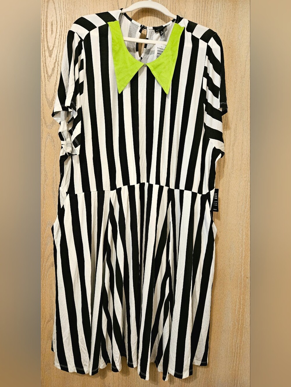 Torrid Beetlejuice Black & White Vertical Stripe Dress